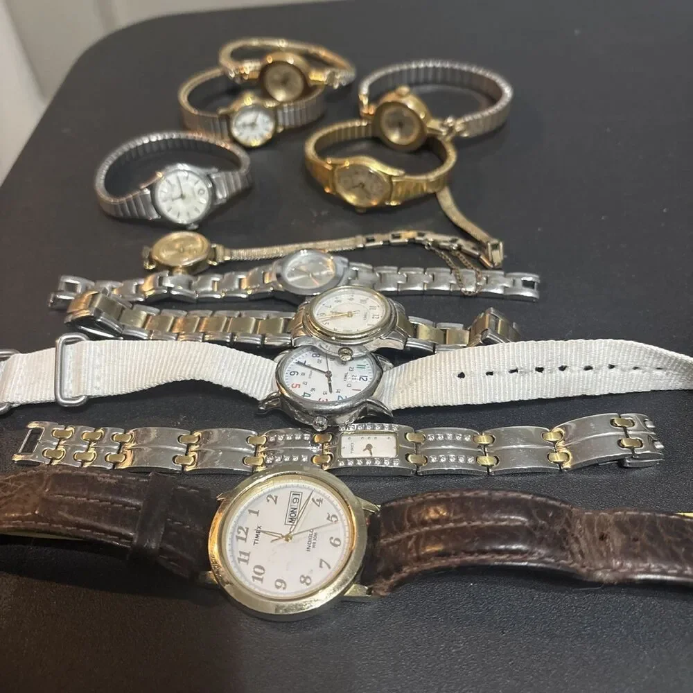 Vintage Timex Watch Lot Of 11 For Parts Untested! As Is Condition